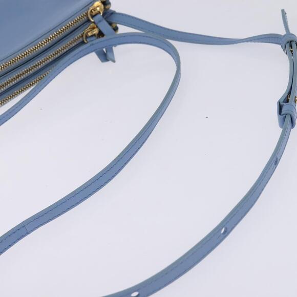 CELINE Trio Shoulder Bag Leather Light Blue Gold - Picture 7 of 13